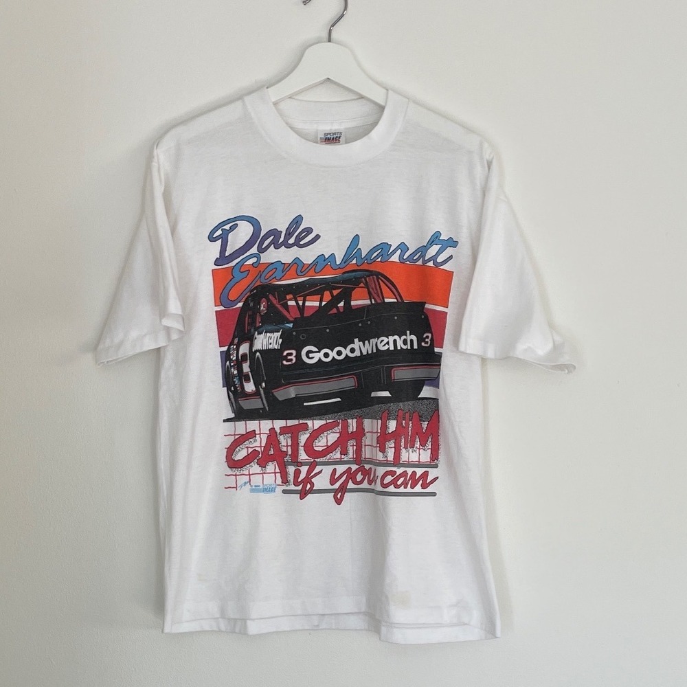 Vintage Dale Earnhardt Goodwrench 3 Catch Him If You Can Graphic Shirt Large